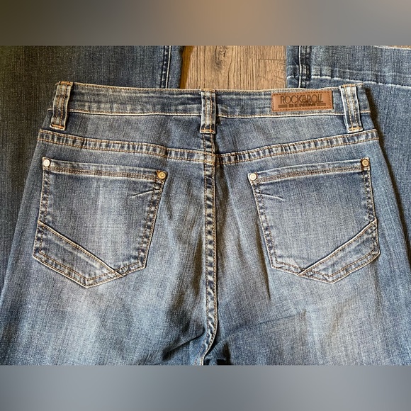 Rock & Roll Cowgirl High Rise Dark Blue Flared Jeans, Size 31x32 - Picture 5 of 7